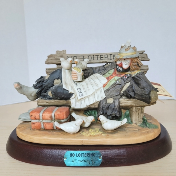 Emmett Kelly Jr. By Flambro No Loitering Clown Signed Porcelain Figurine - Picture 1 of 17